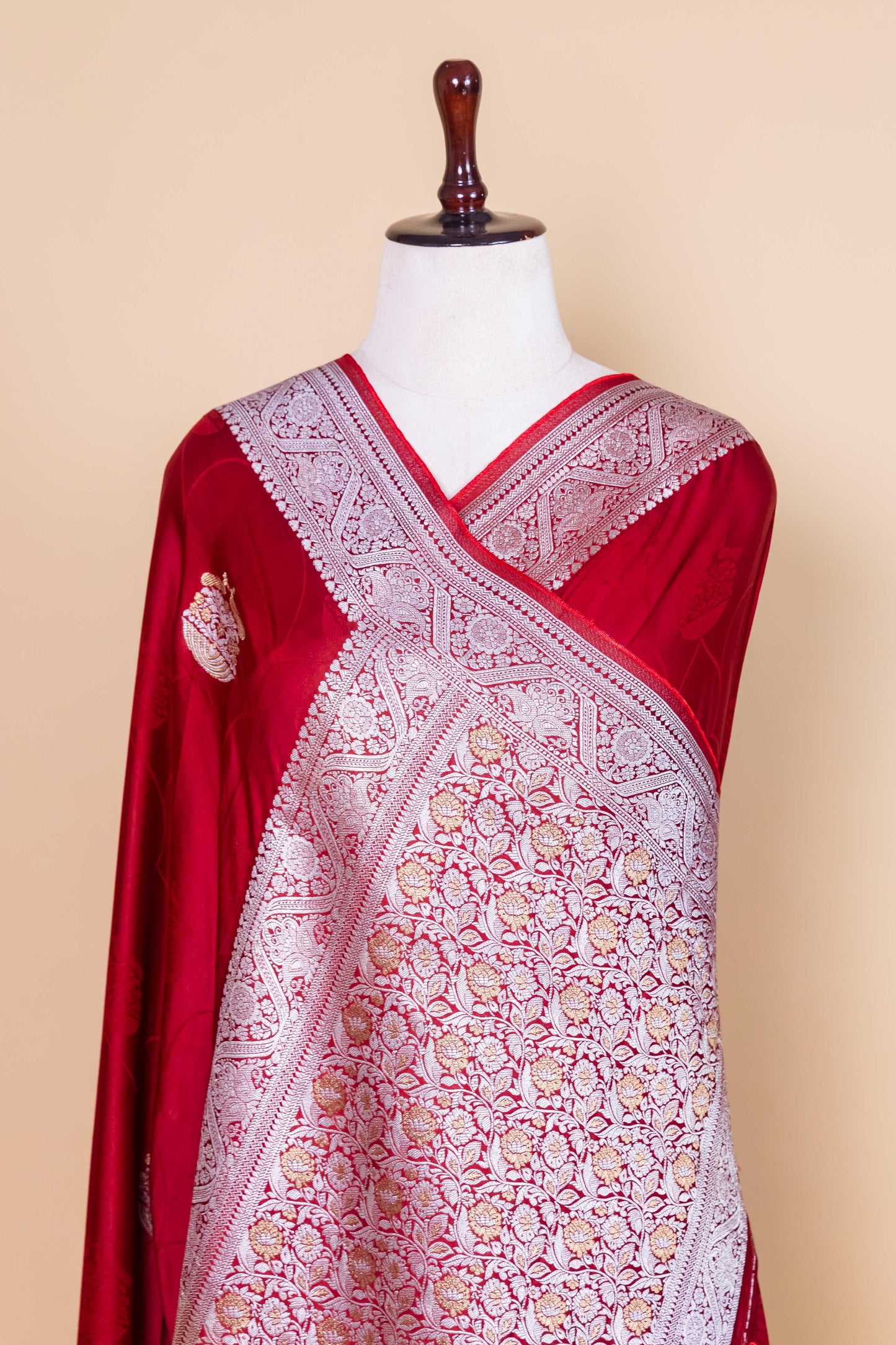 Maroon Sona Rupa Satin Silk Saree