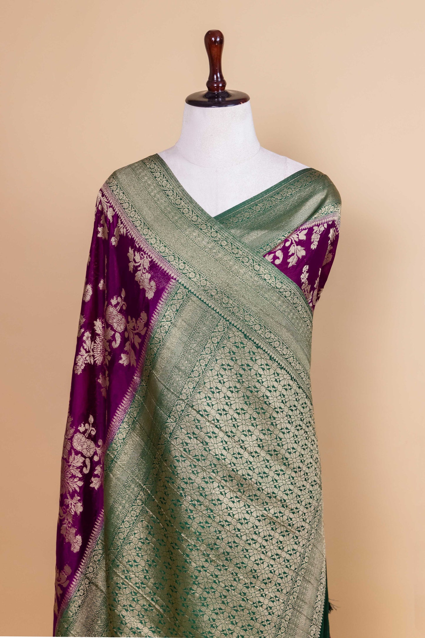 Purple & Green Shiffon Silk Saree