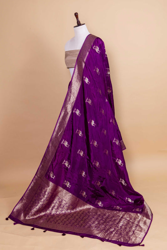Purple Swan Weaving Silk Saree
