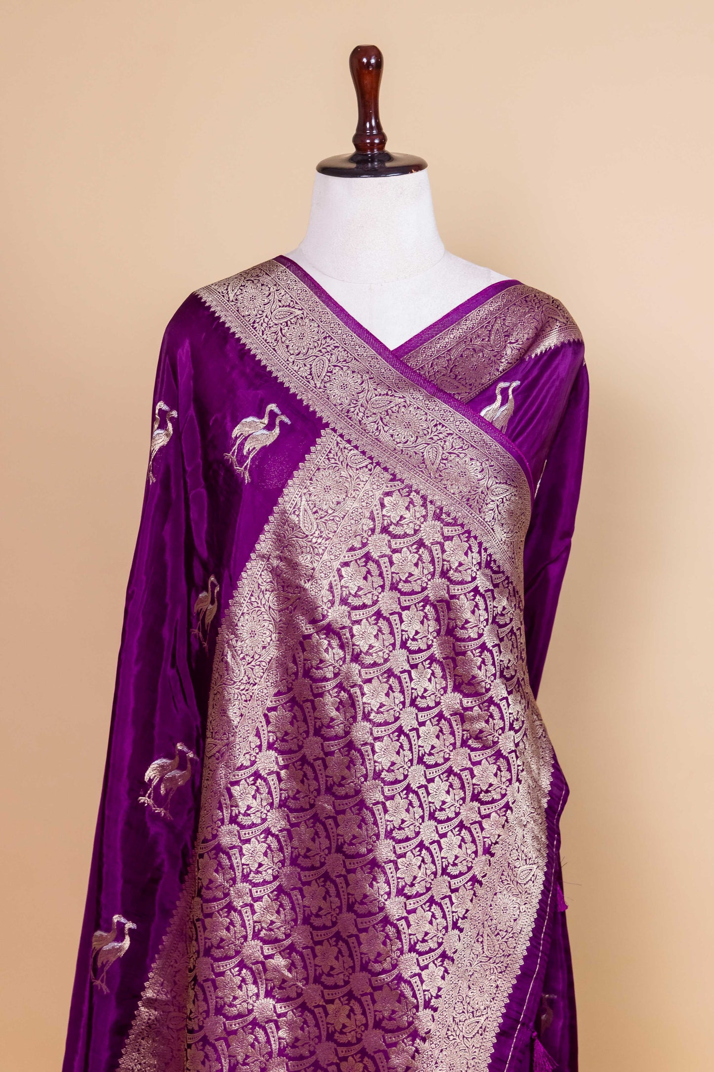 Purple Swan Weaving Silk Saree