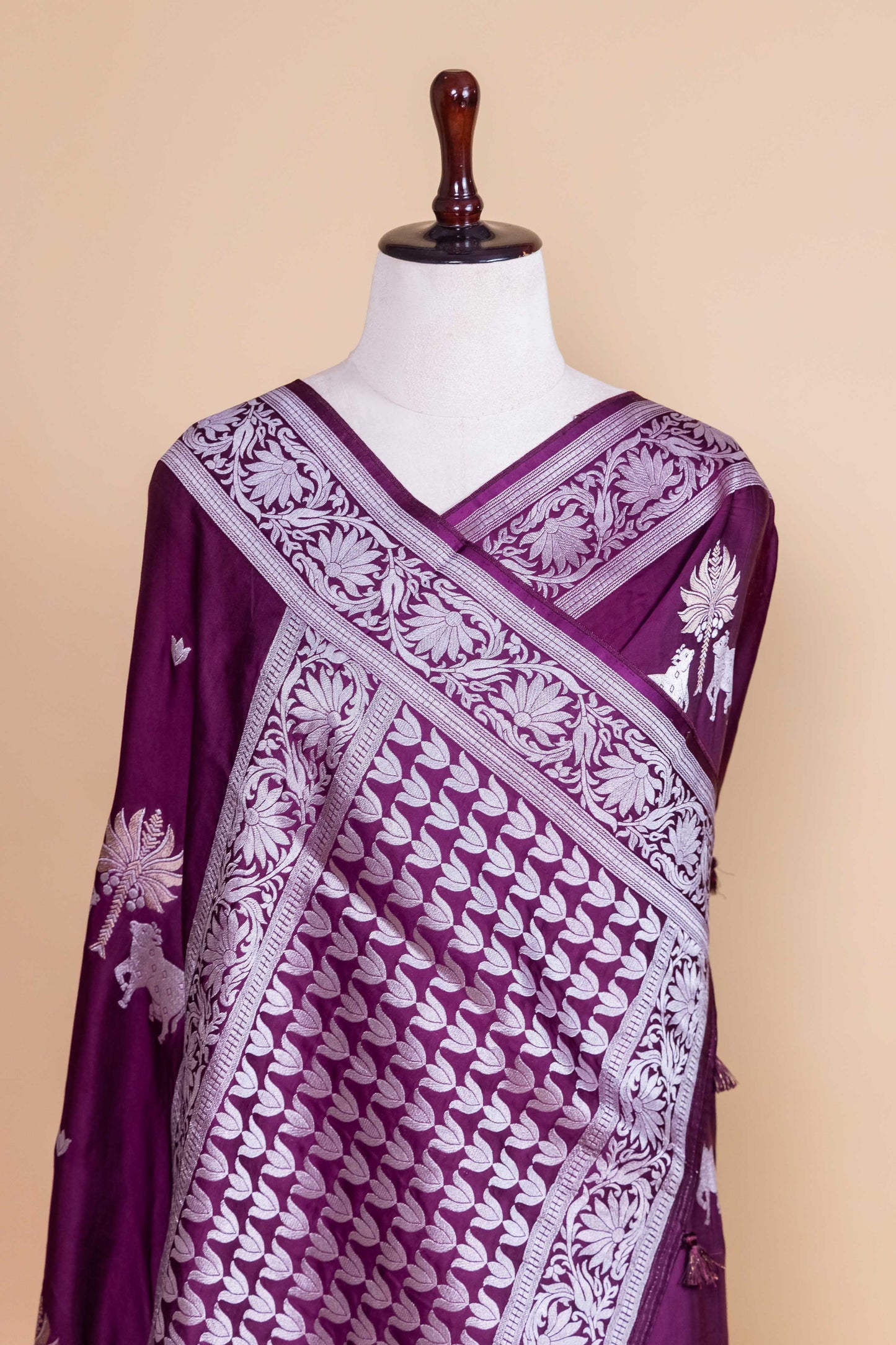 Magenta Pichwai Weaving Satin Silk Saree