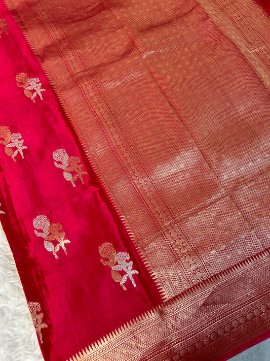 Rani Pink Sona Rupa Floral Weaving Saree