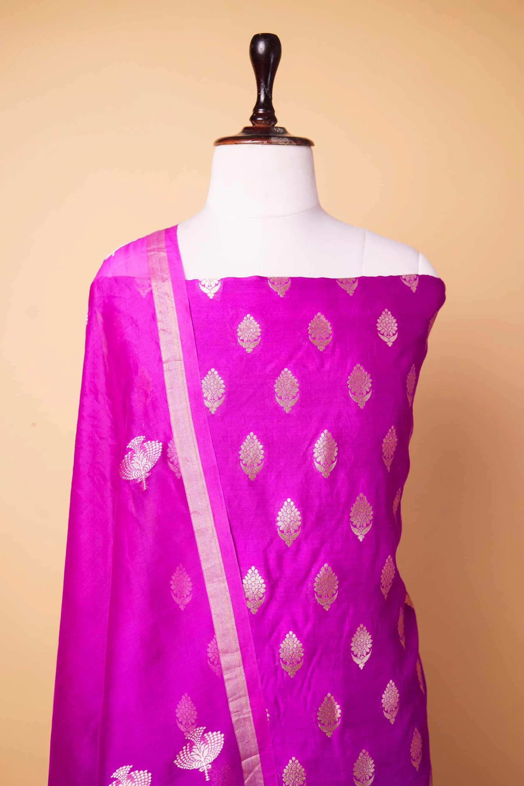 Magenta Handwoven Chiniya Silk Suit Set