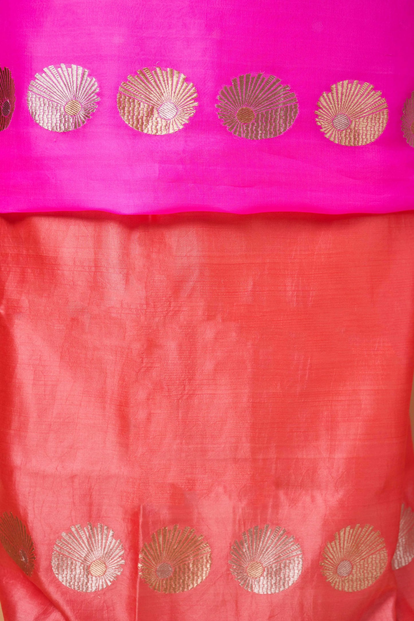 Peach and Pink Shaded Organza Suit
