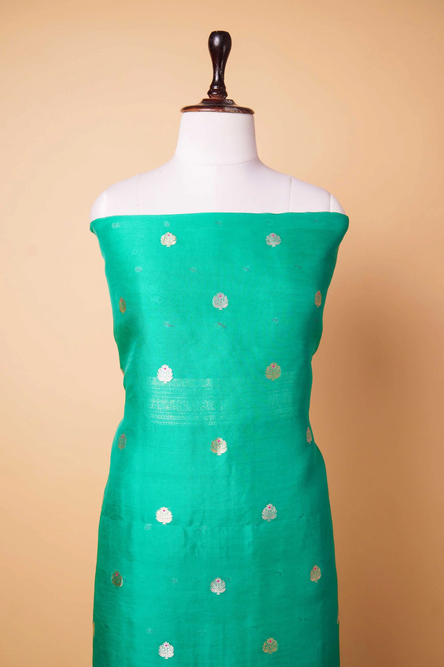 Sea Green Organza Handwoven Suit