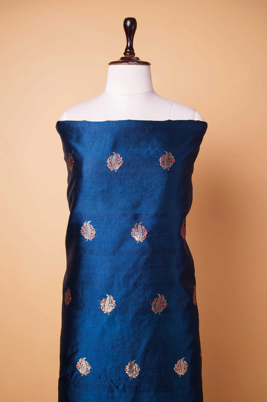 German Blue Puna Silk Weaving Co-ord Set