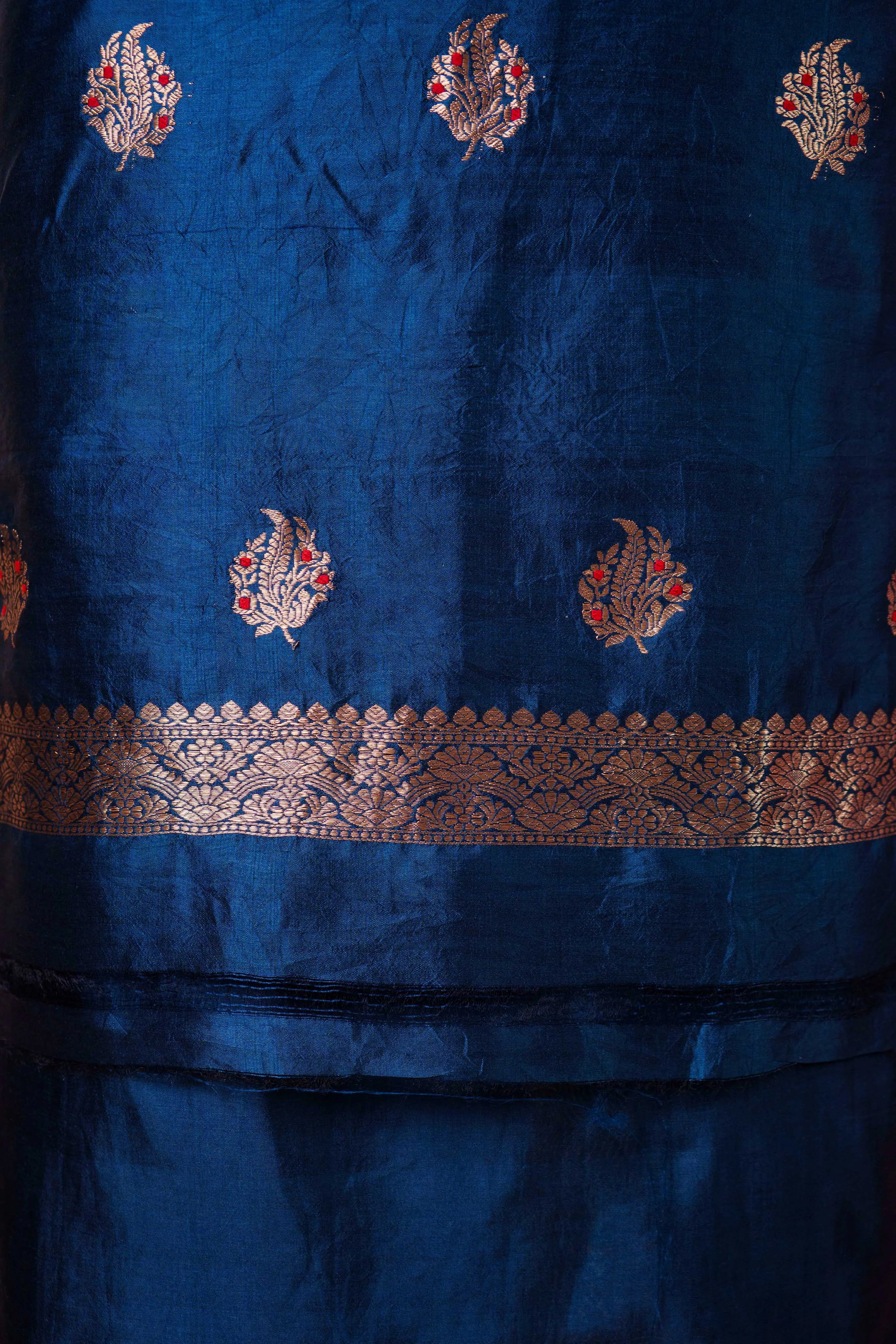 German Blue Puna Silk Weaving Co-ord Set
