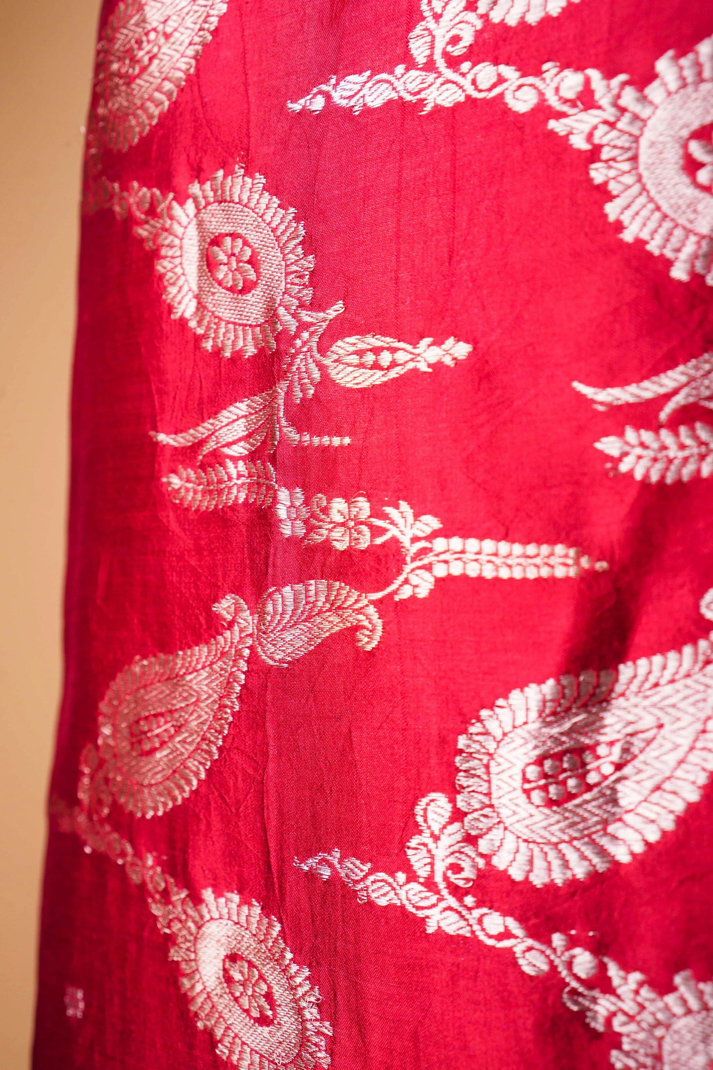 Brick Red Puna Silk Weaving Co-ord Set