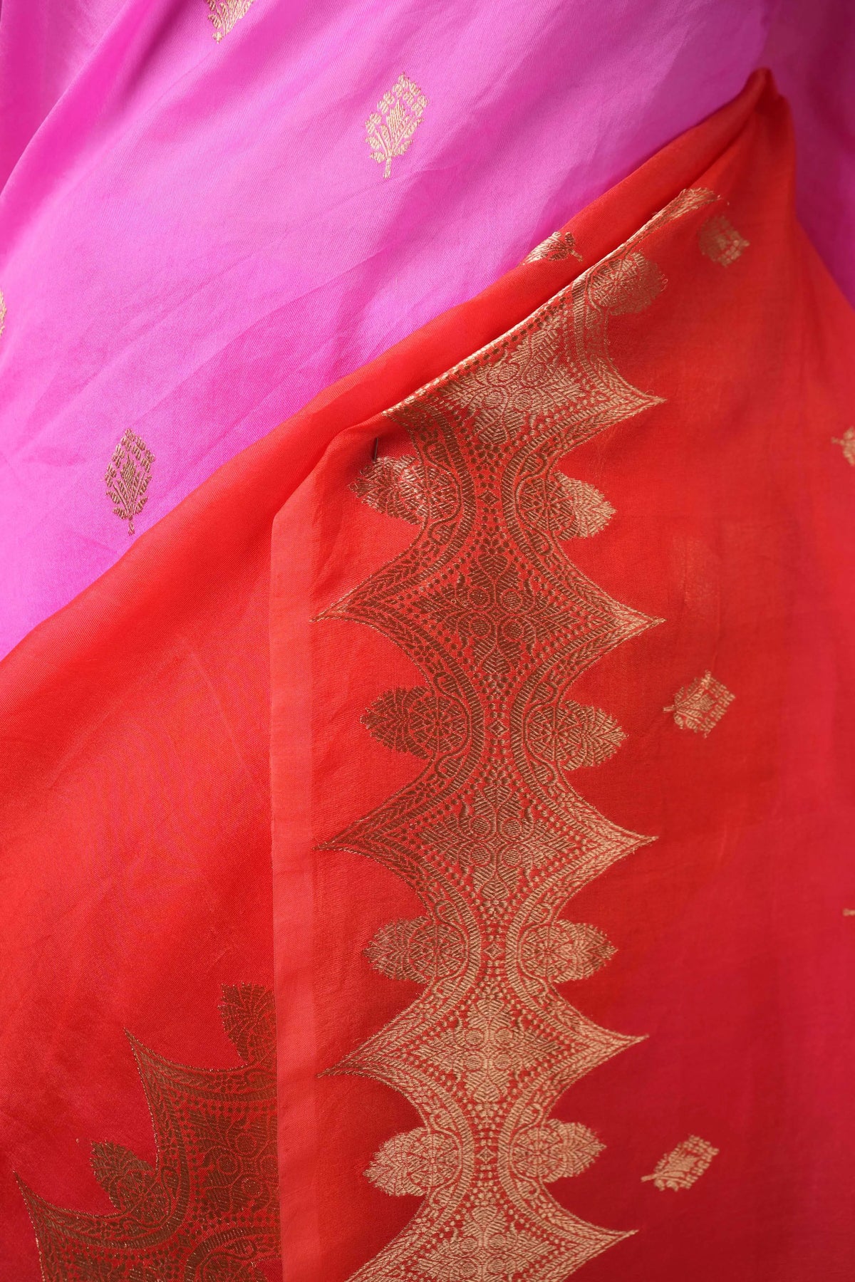 Orange & Pink Kadhua Weaving Organza Silk Saree