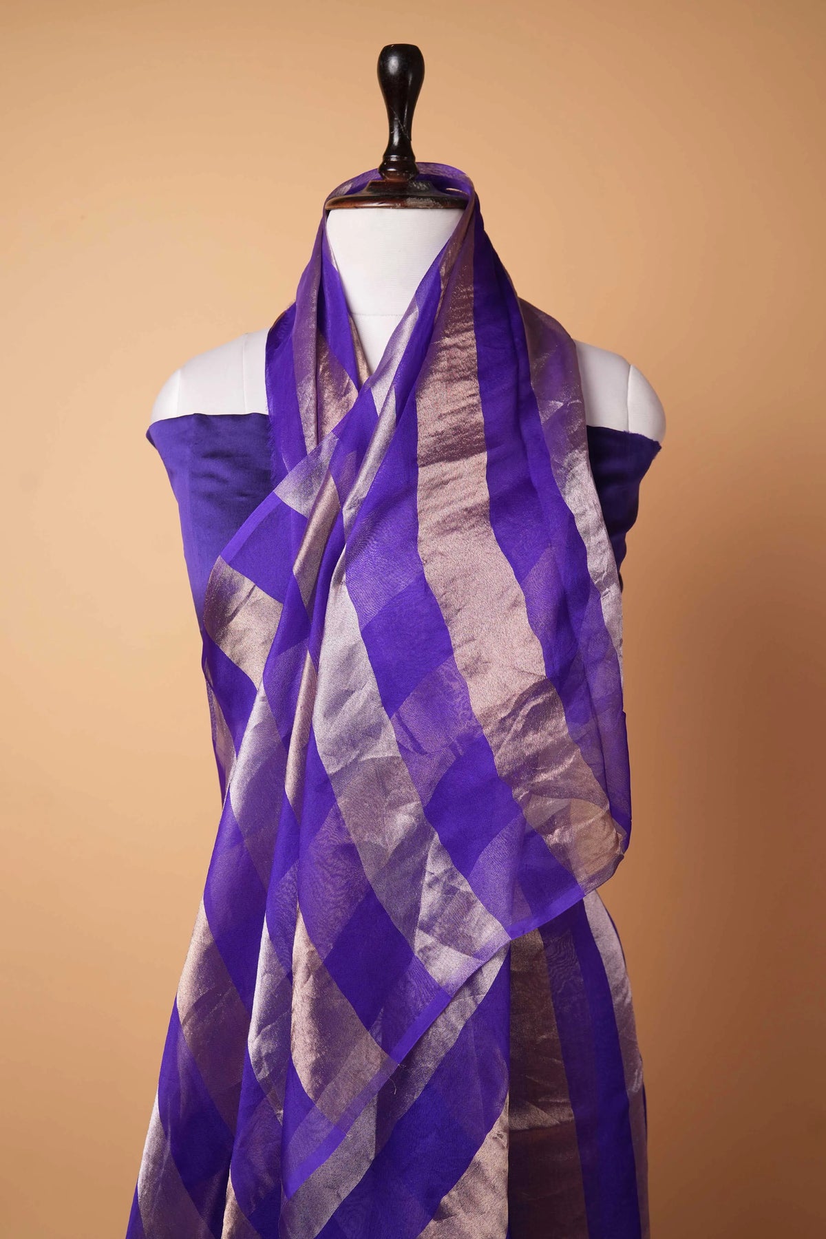 Purple Sona Rupa Zari Stripe Organza Silk Saree