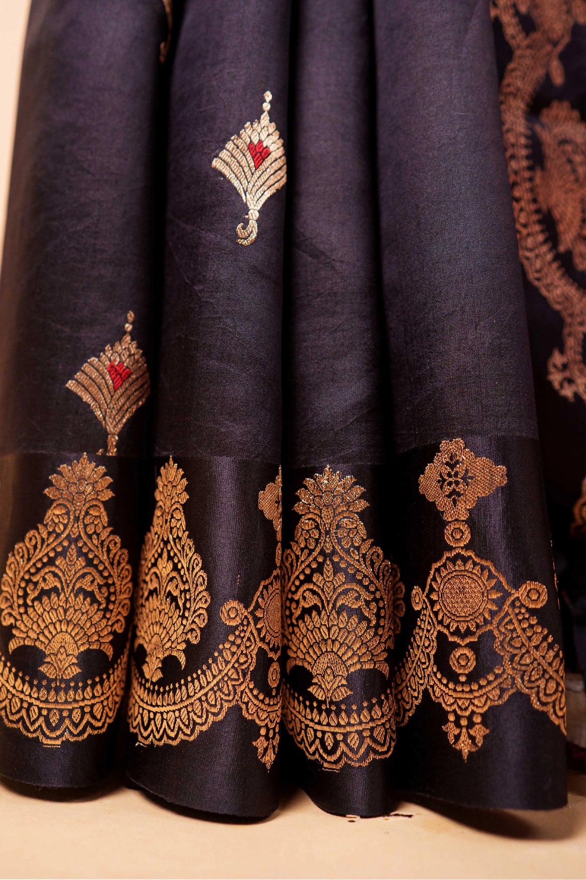 Black Zari Woven Puna Silk Saree