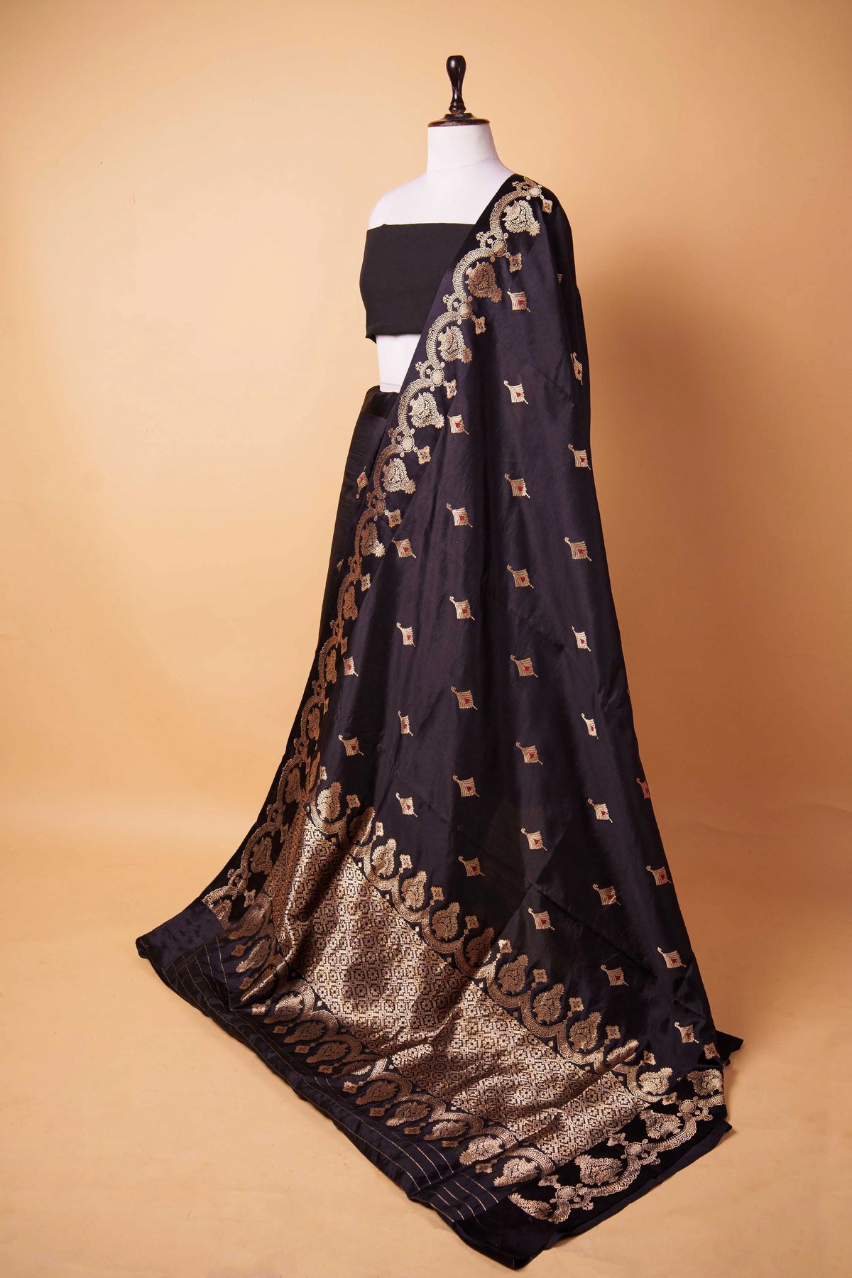Black Zari Woven Puna Silk Saree