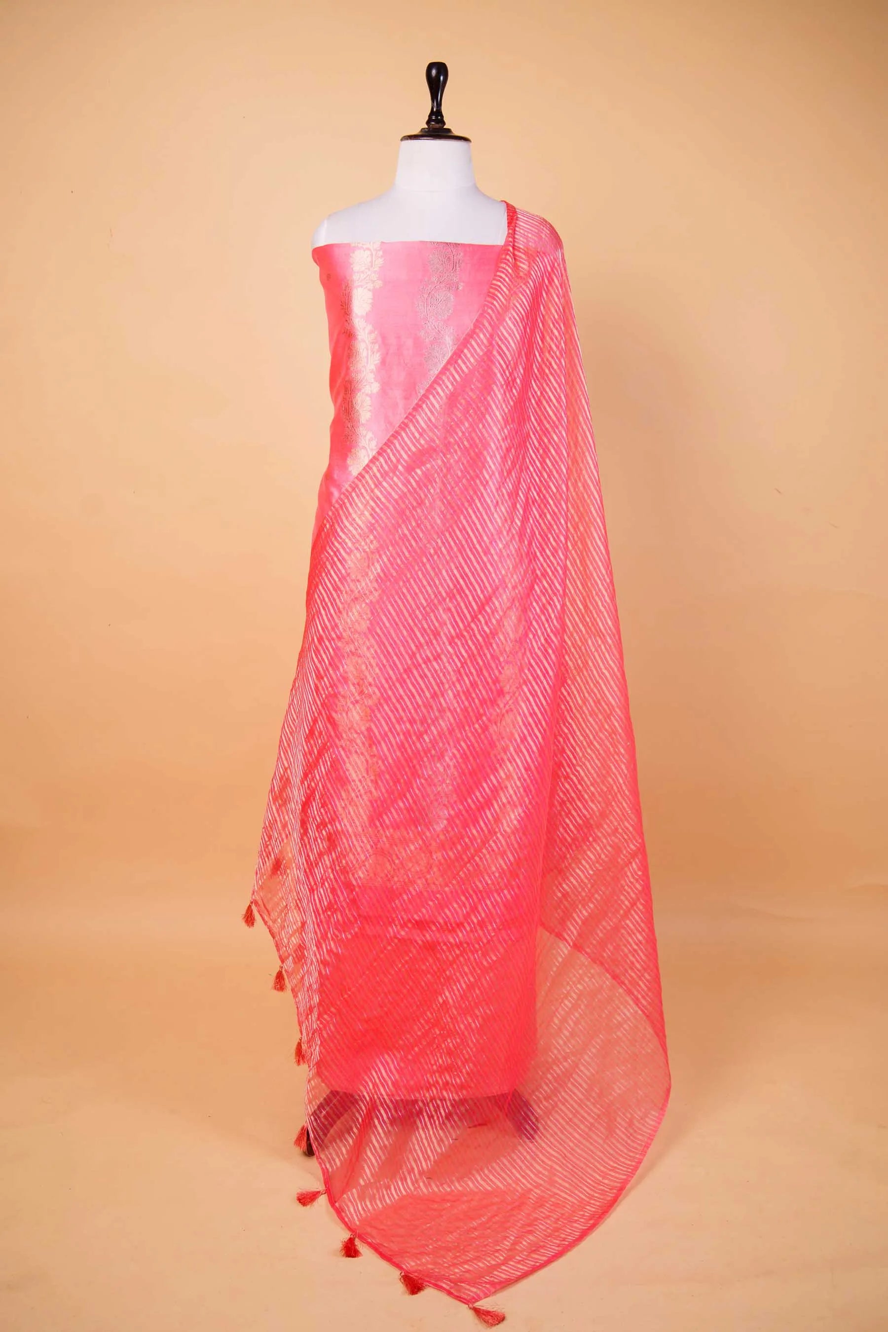 Peach Kadhua Chiniya Silk Suit Set