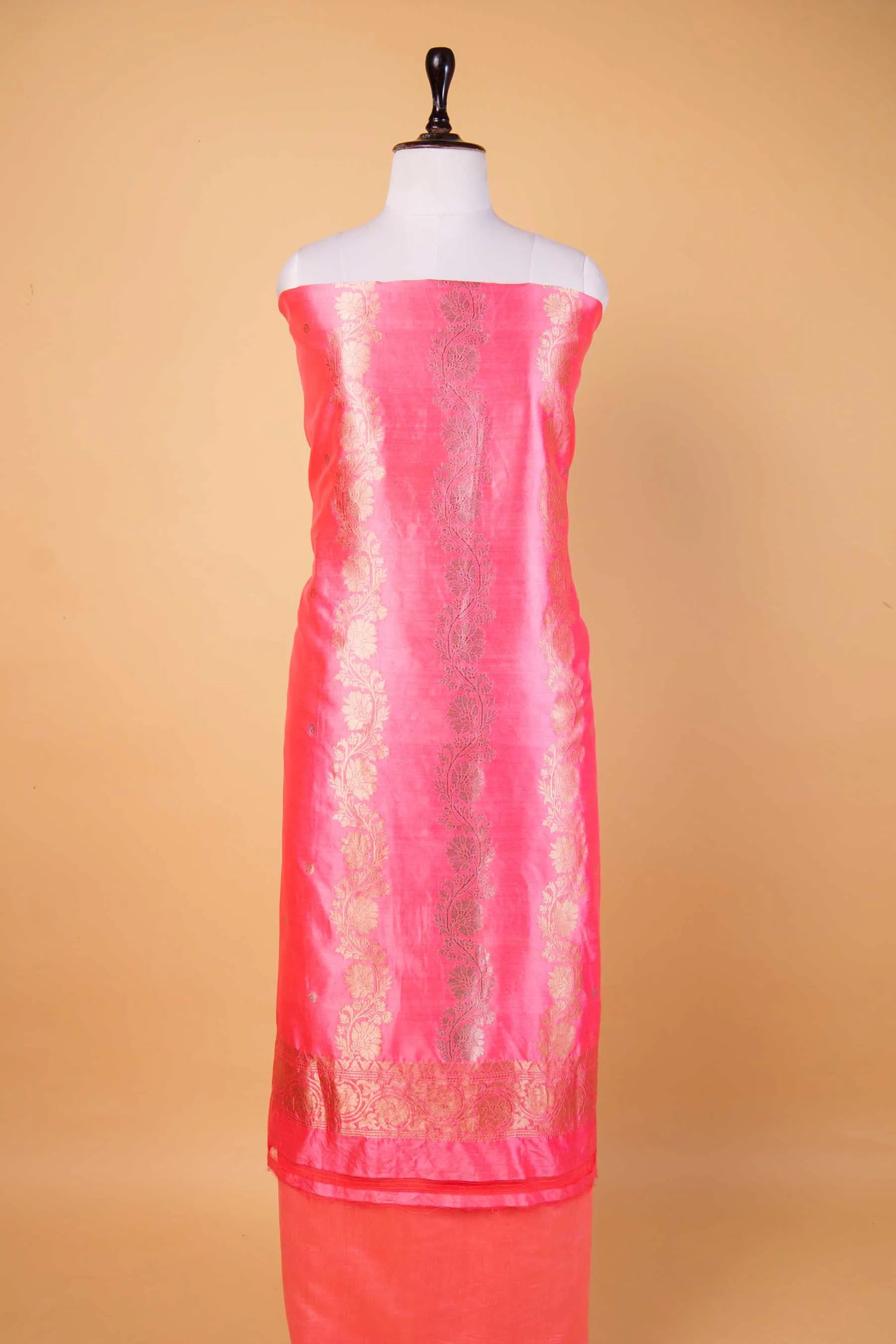 Peach Kadhua Chiniya Silk Suit Set