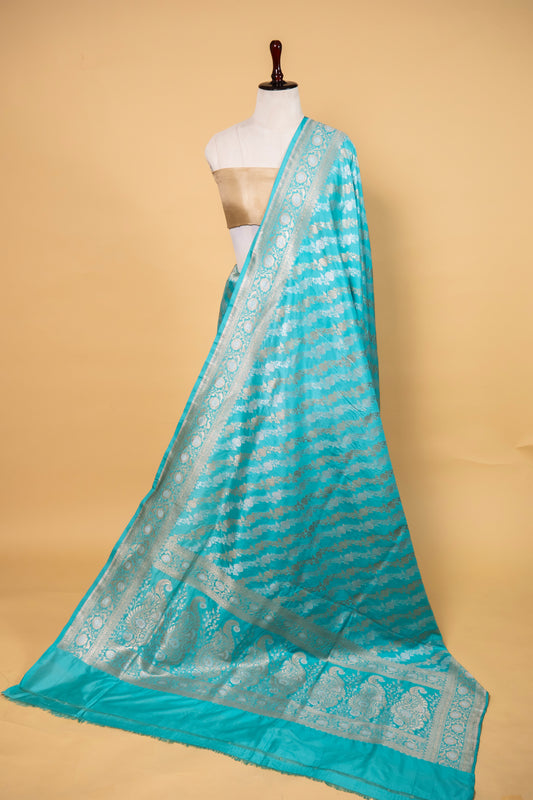 Firozi Blue Sona Rupa Ada Weaving Katan Silk Saree