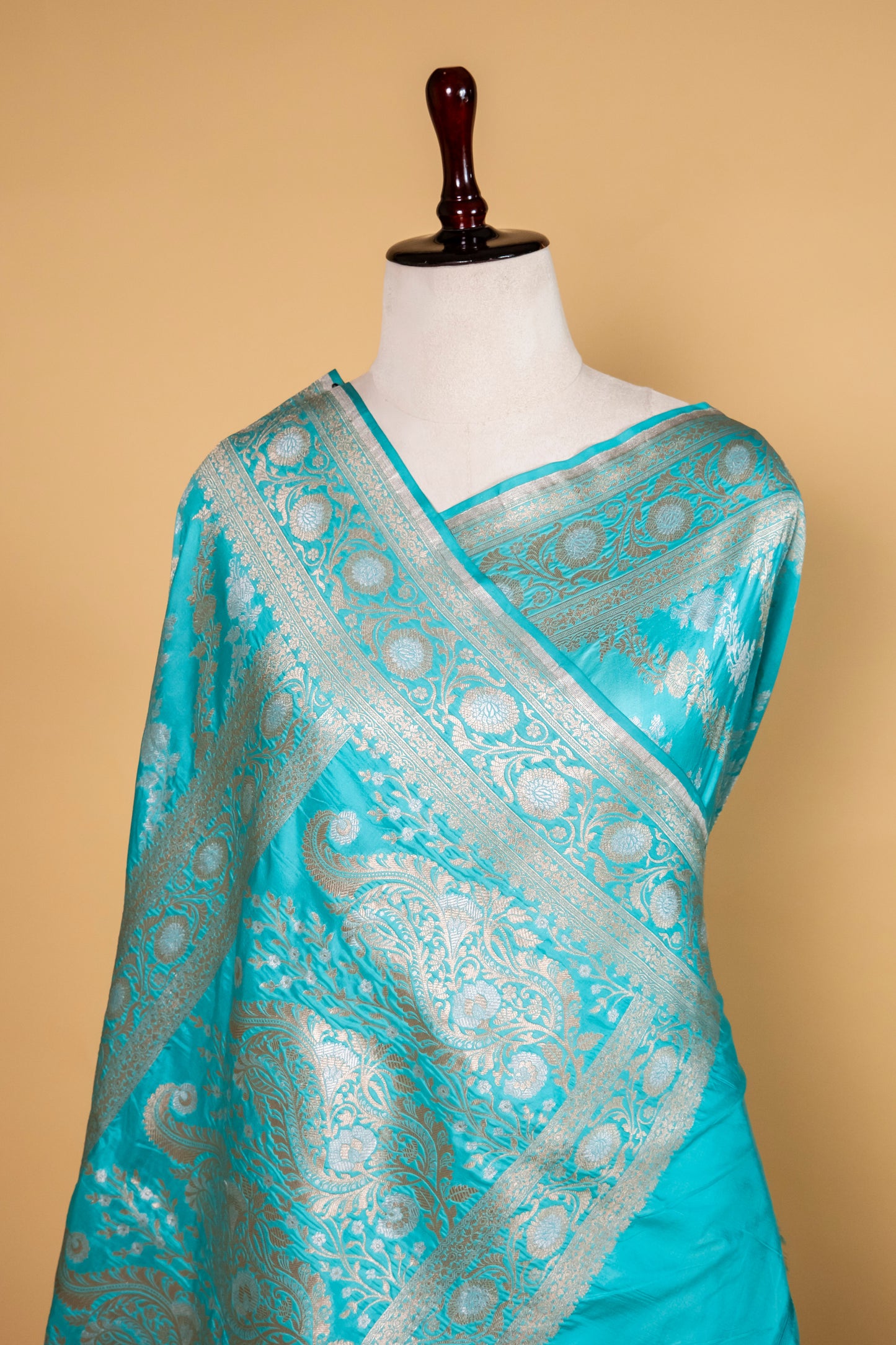 Firozi Blue Sona Rupa Ada Weaving Katan Silk Saree