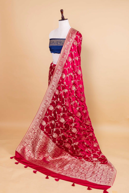 Rani Elephant Weaving Satin Silk Saree