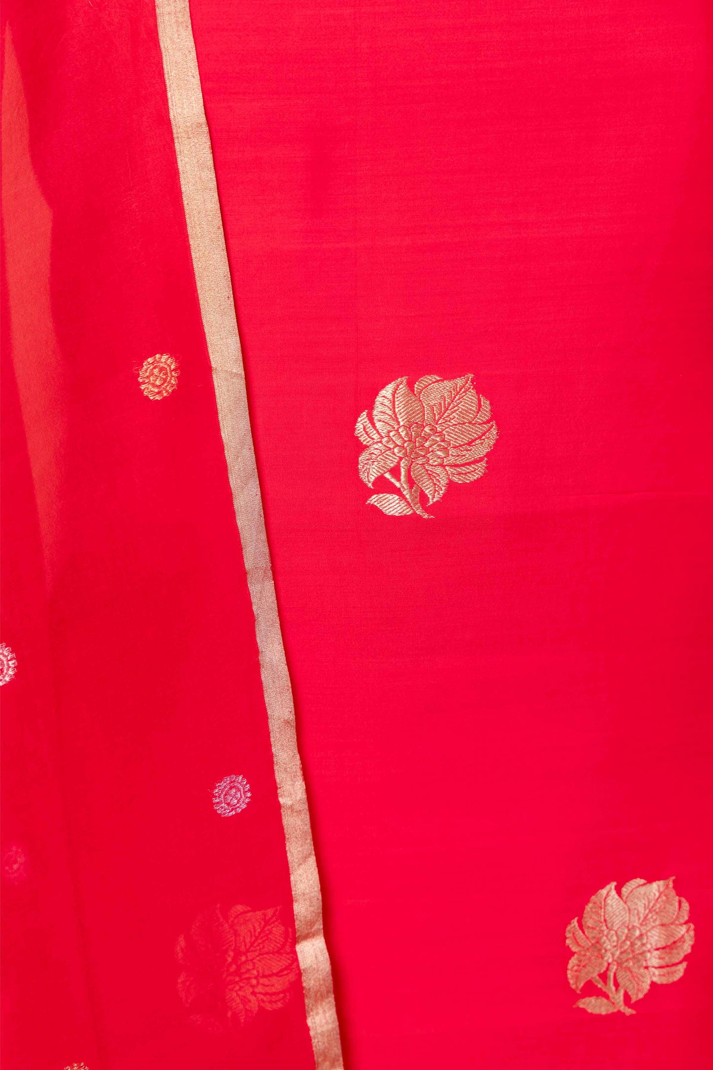 Red Handwoven Chiniya Silk Suit