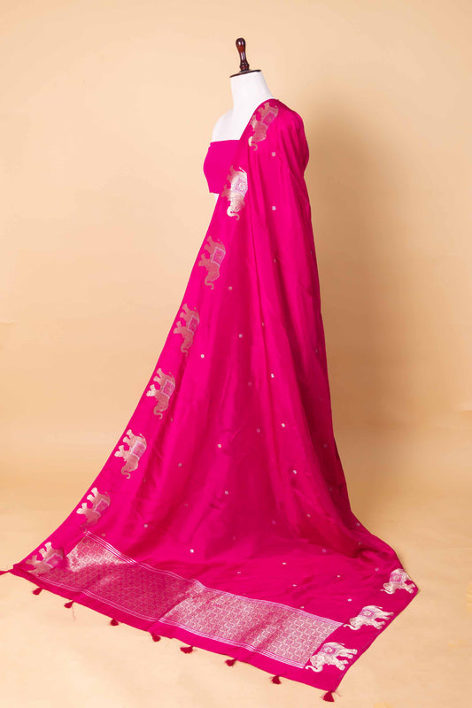Rani Elephant Weaving Fancy Silk Saree