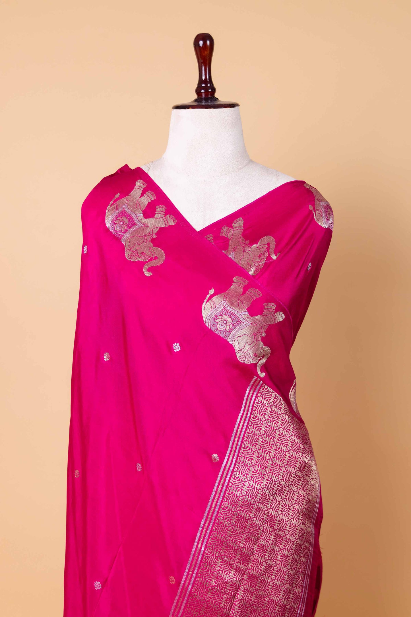 Rani Elephant Weaving Fancy Silk Saree