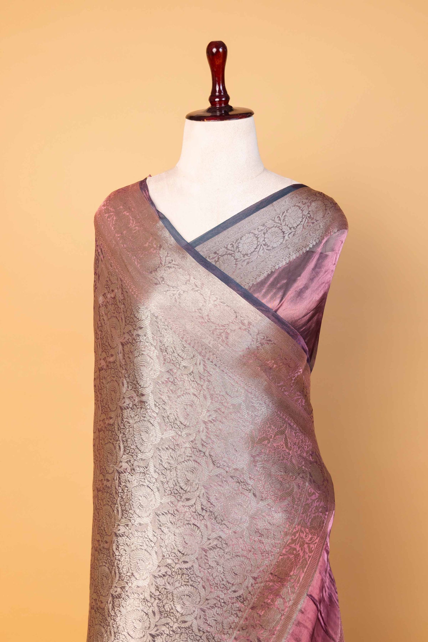 Wine Pure Soft Tissue Silk Saree