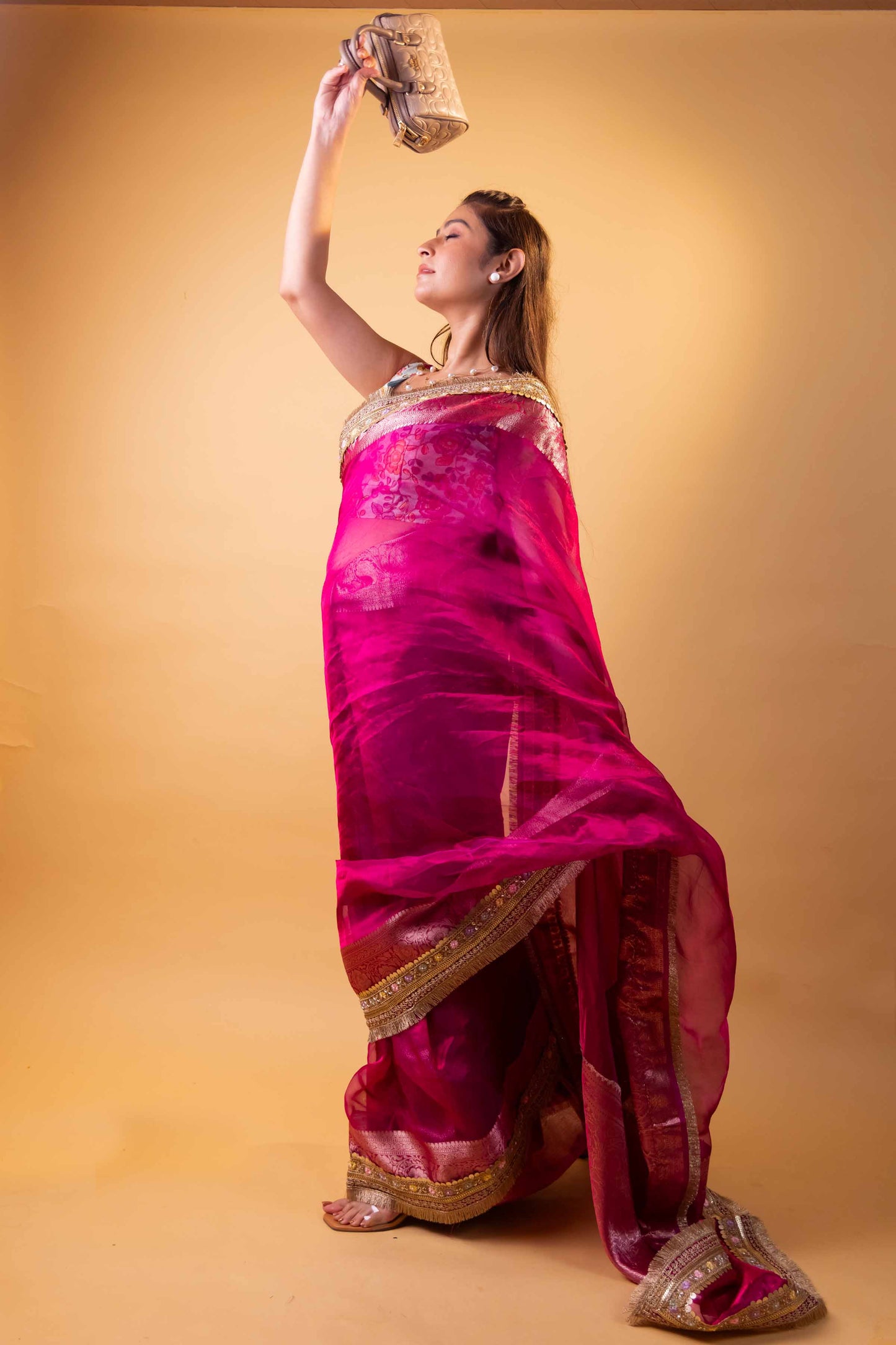 Rani Embellished Lace Pure Soft Tissue Silk Saree