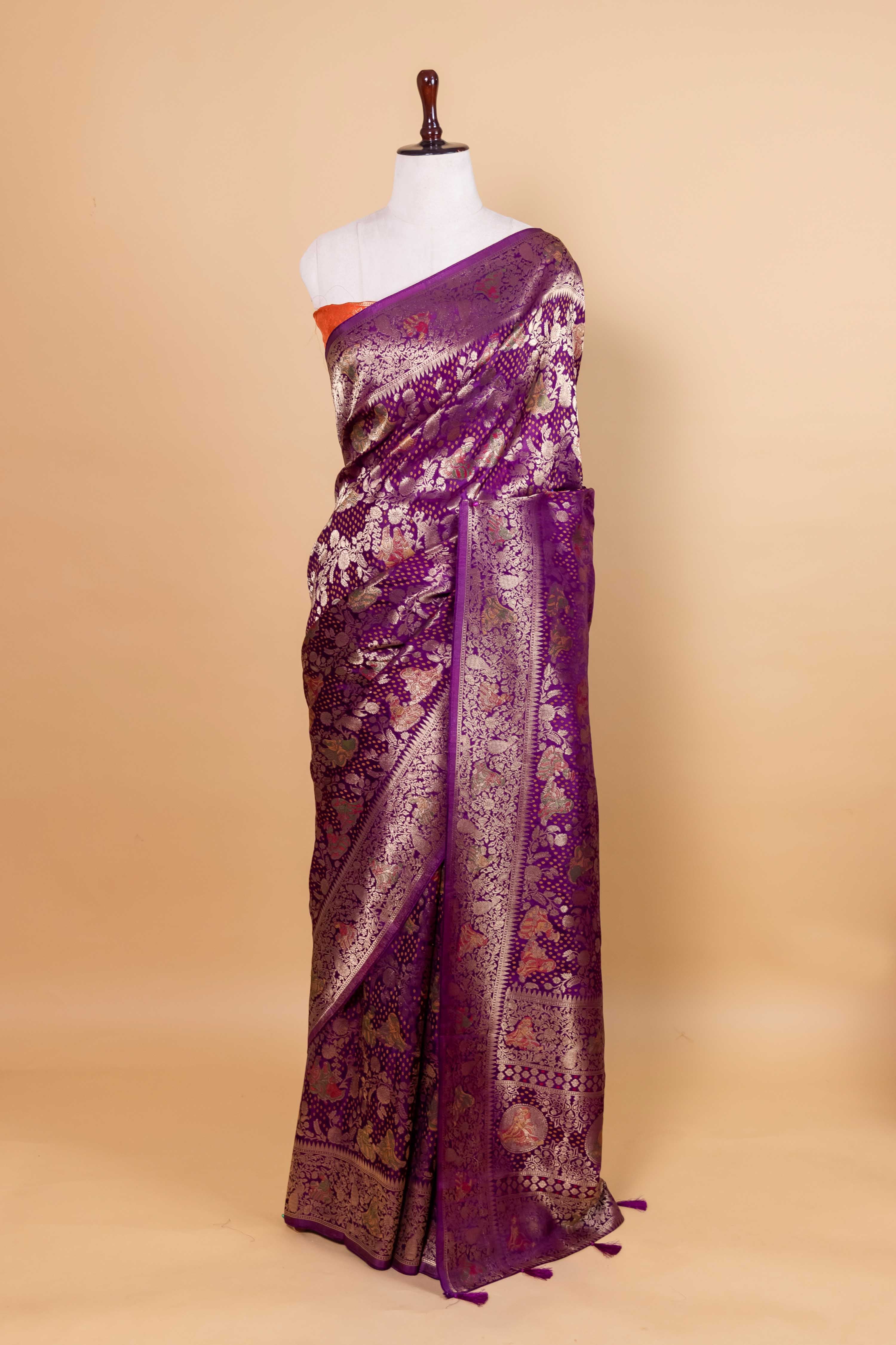 Purple Raja Rani Bandhani Fancy Silk Saree
