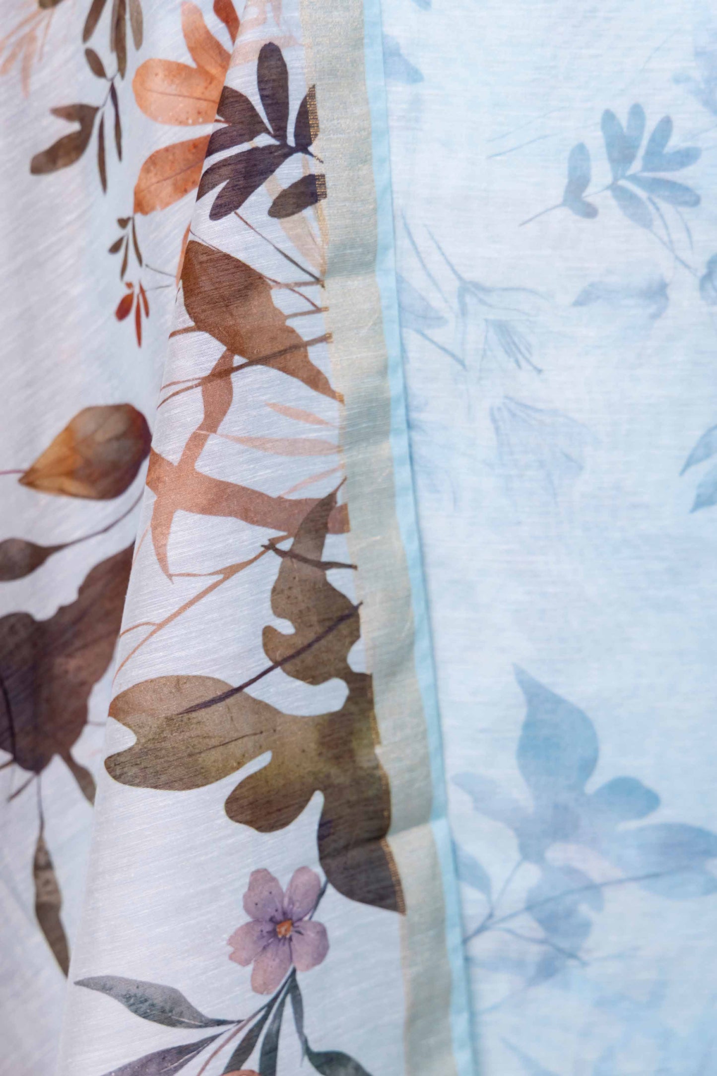 Sky Blue Floral Digital Print Chanderi Suit