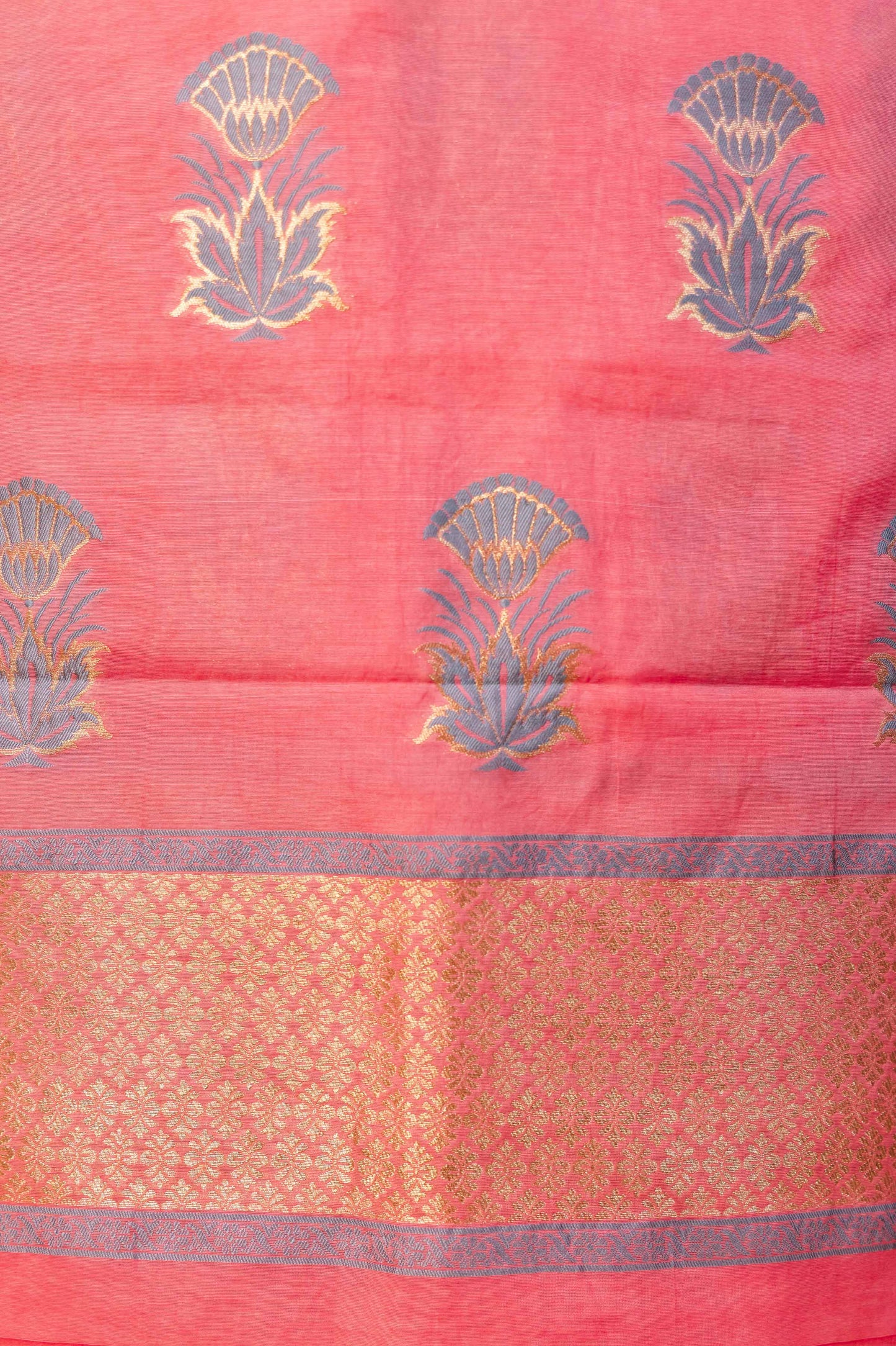 Flamingo Pink Floral Weaving Chanderi Suit