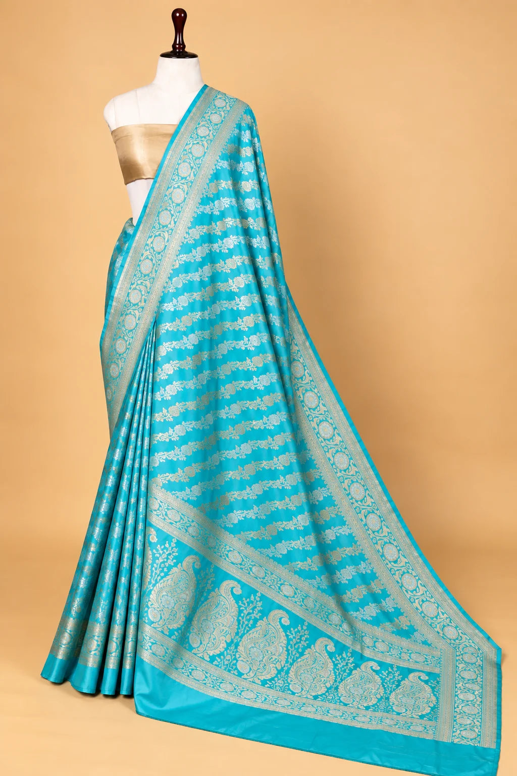 Firozi Blue Sona Rupa Ada Weaving Katan Silk Saree