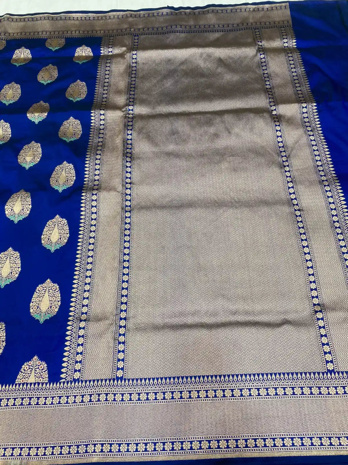 Nita Ambani Royal Blue Katan Silk Saree