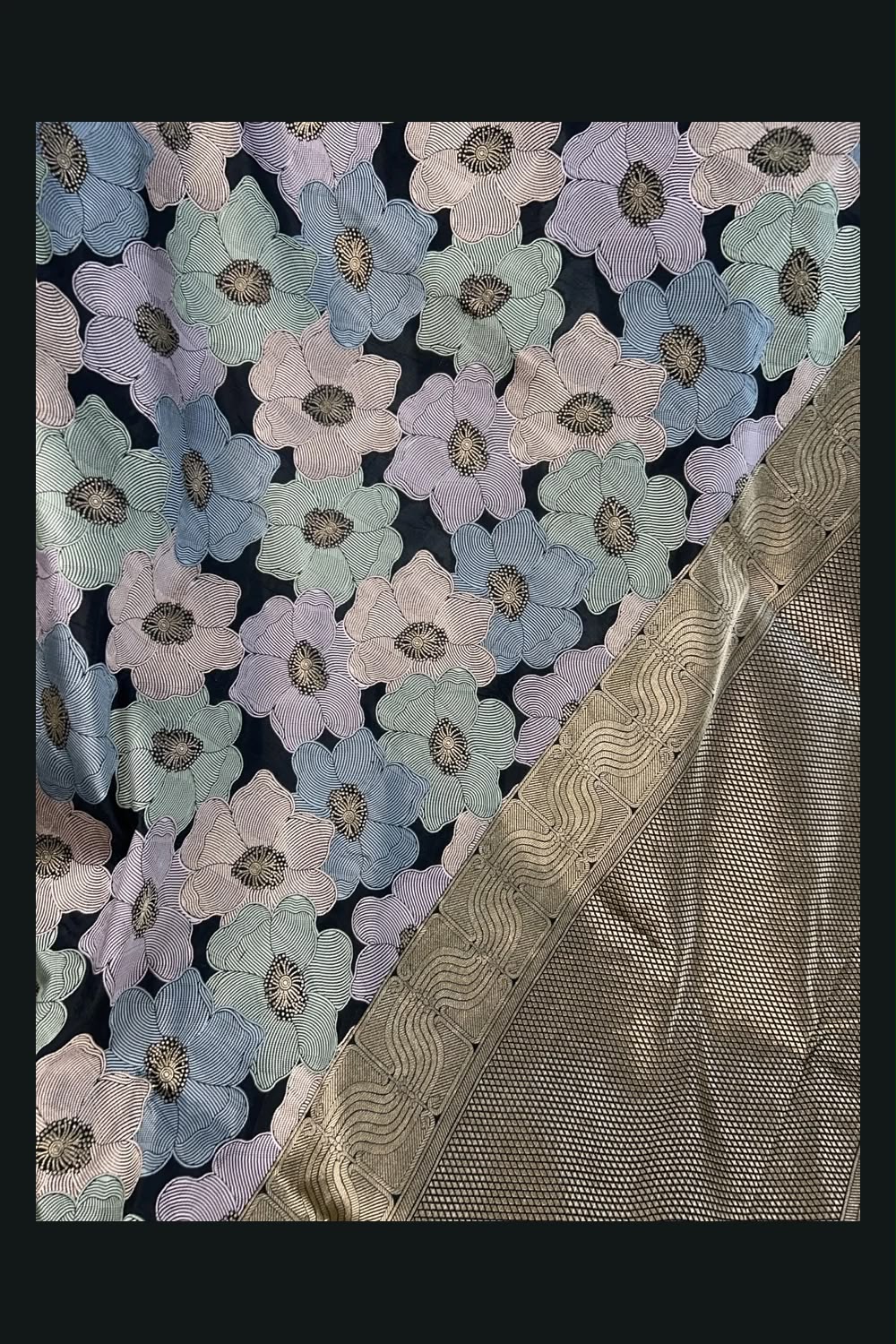 Nita Ambani Inspired Multicolor Floral Katan Silk Saree