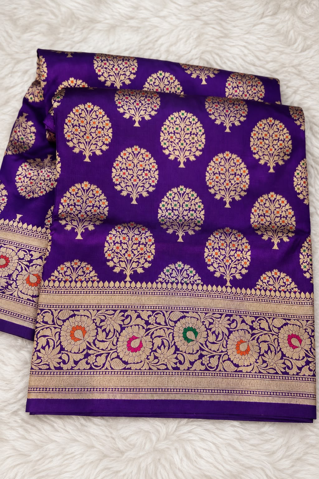 Purple Meenakari Katan Silk Saree