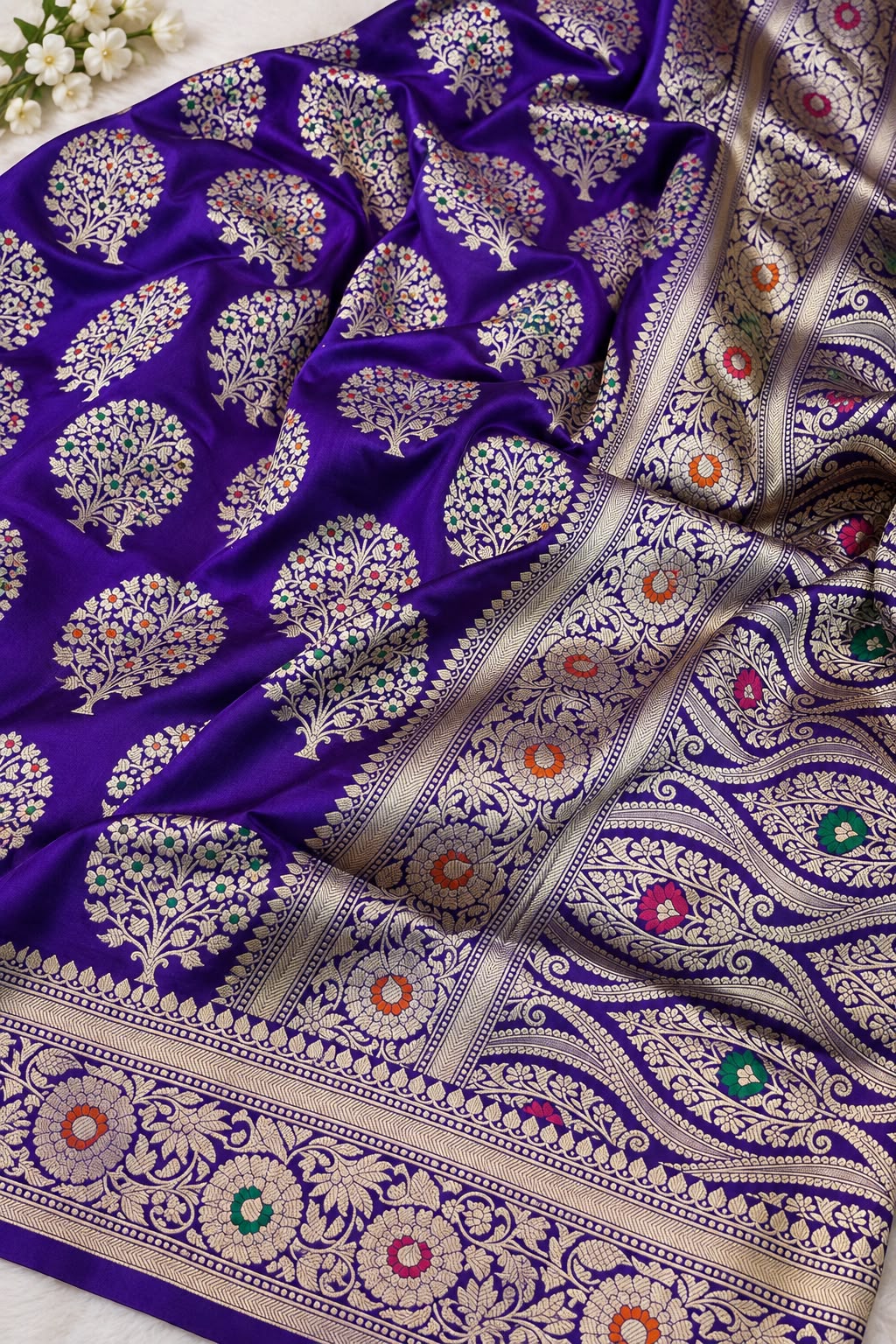 Purple Meenakari Katan Silk Saree