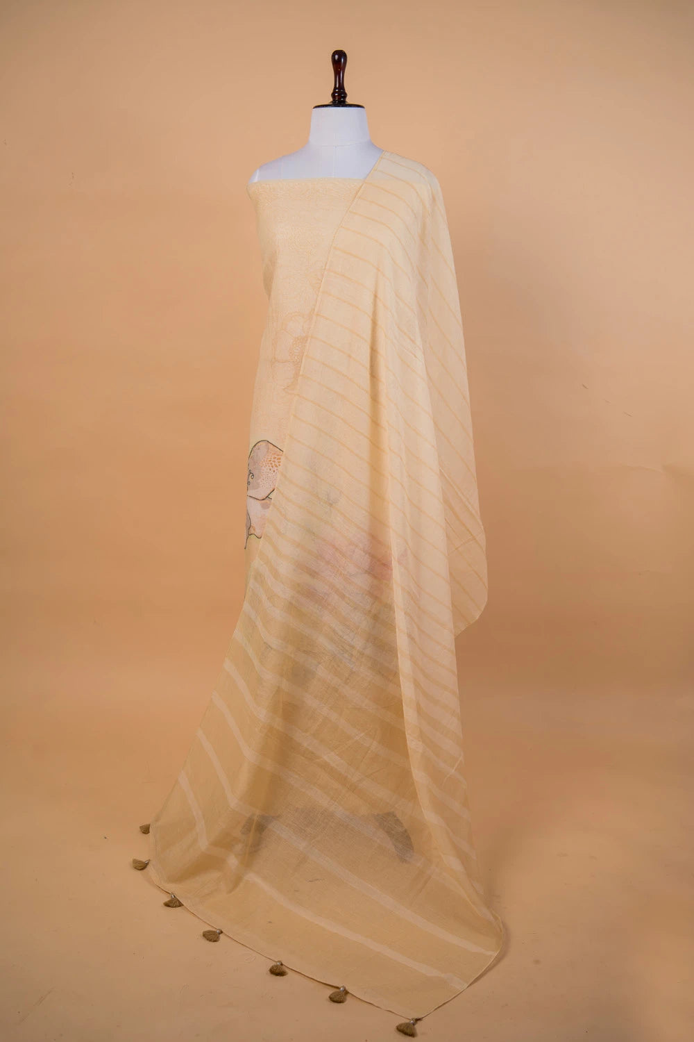 Yellow Digital Print Mul Chanderi Suit