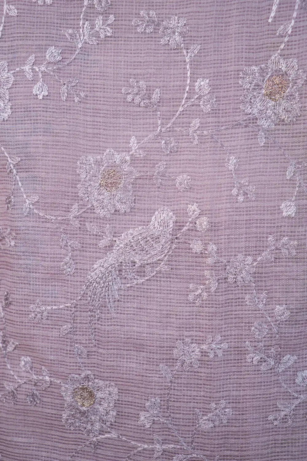 Light Lavender Embroidered Kota Check Suit