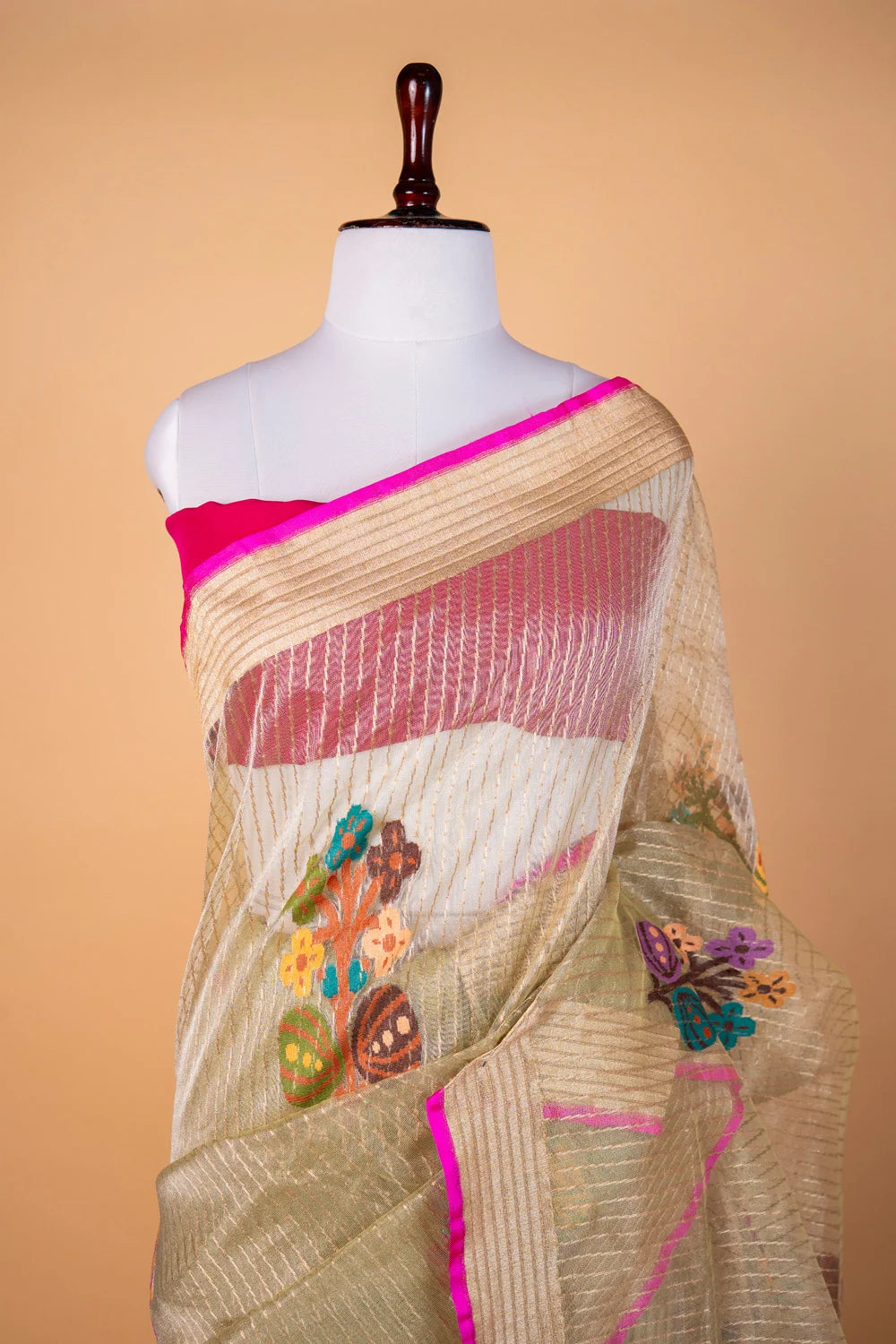 Mehndi Green Handwoven Tissue Net Saree