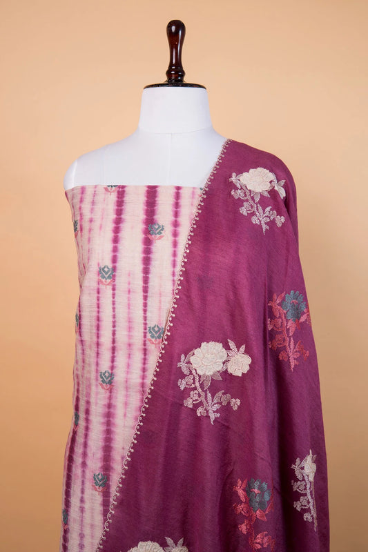 Onion Pink Shibori Dye Munga Silk Suit