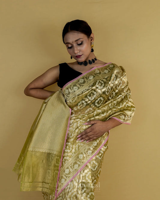 Metallic Green Tissue Banarasi Silk Saree
