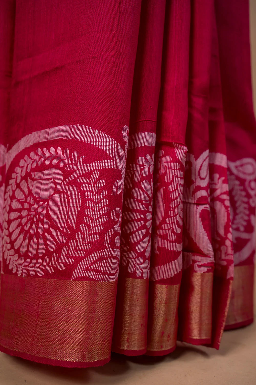 Rani Pink Resham Buti Raw Silk Saree