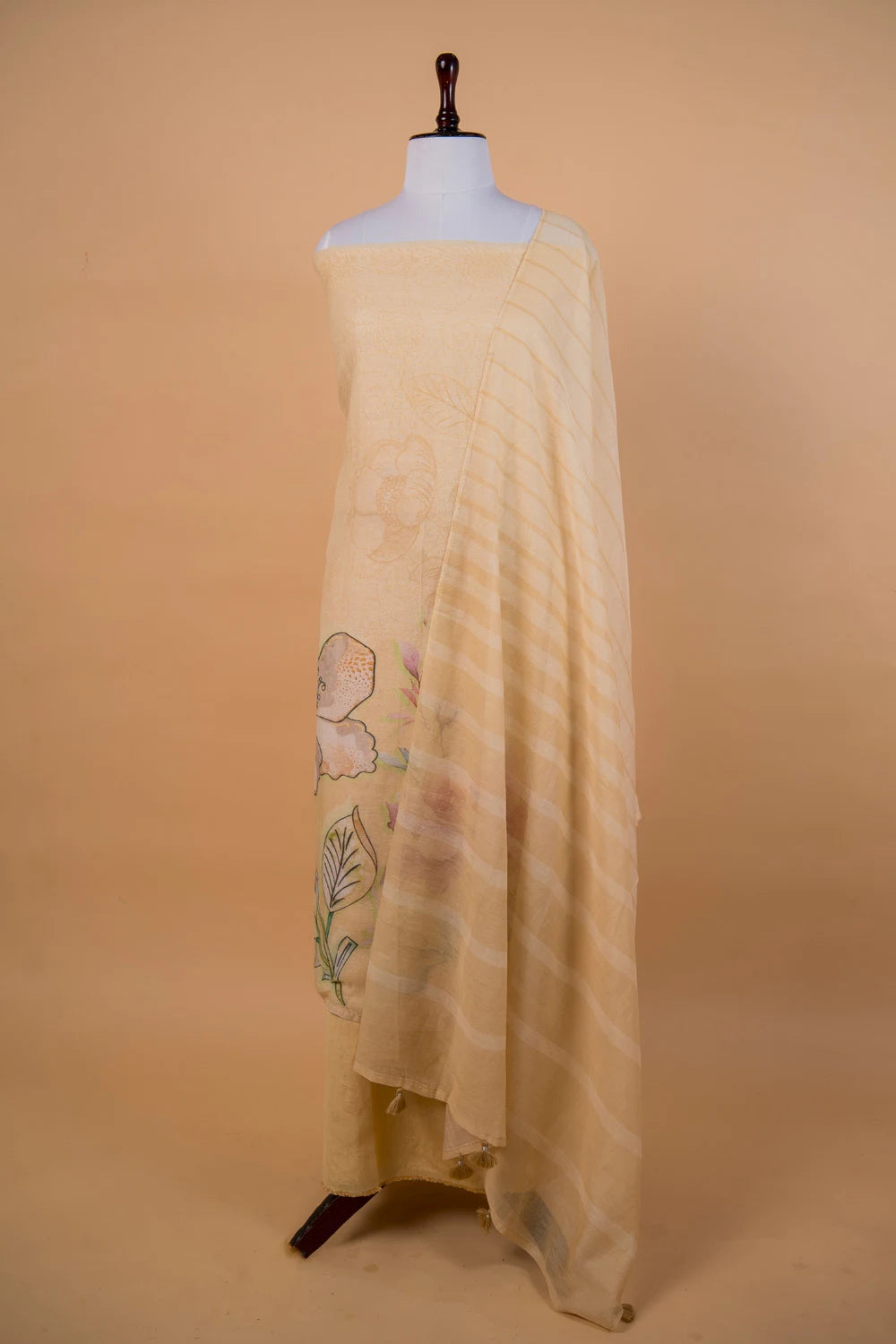 Yellow Digital Print Mul Chanderi Suit