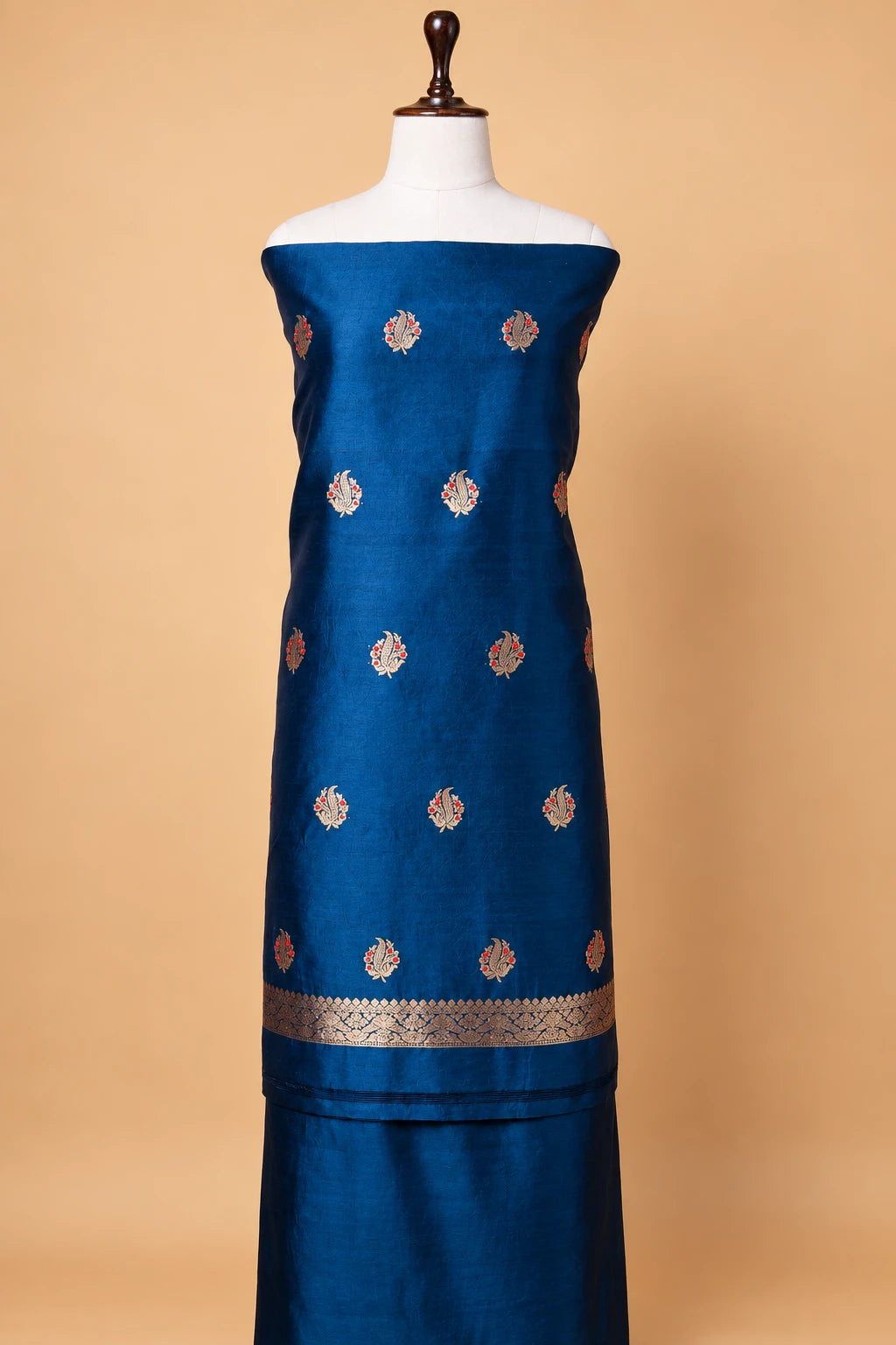 German Blue Puna Silk Weaving Co-ord Set