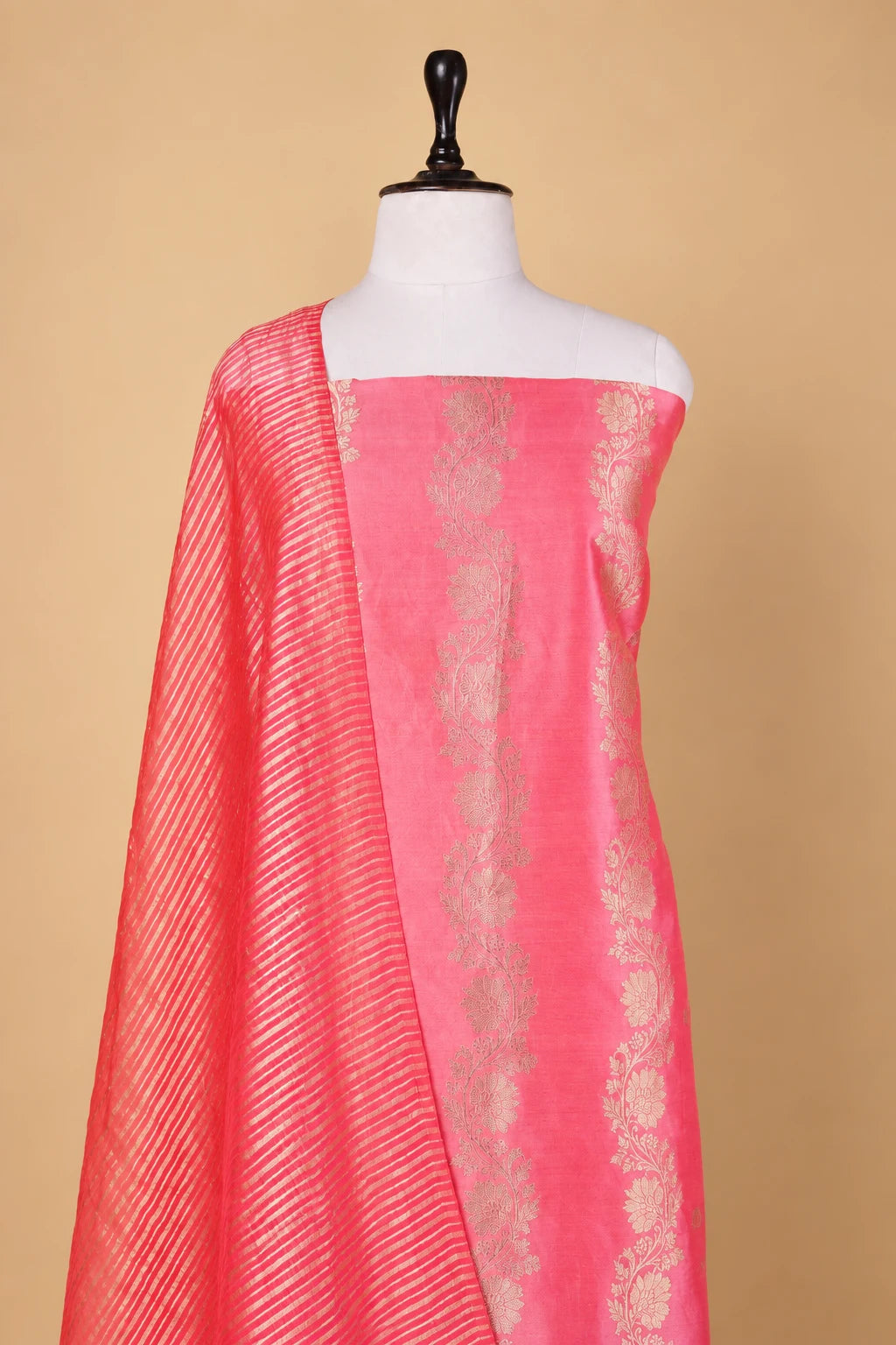 Peach Kadhua Chiniya Silk Suit Set