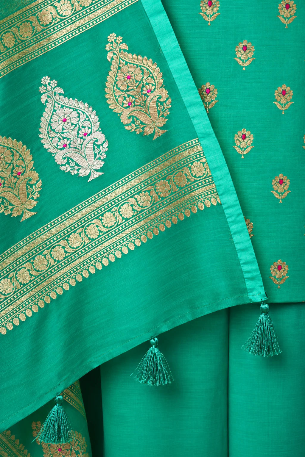 Sea Green Handwoven Chiniya Silk Suit Set
