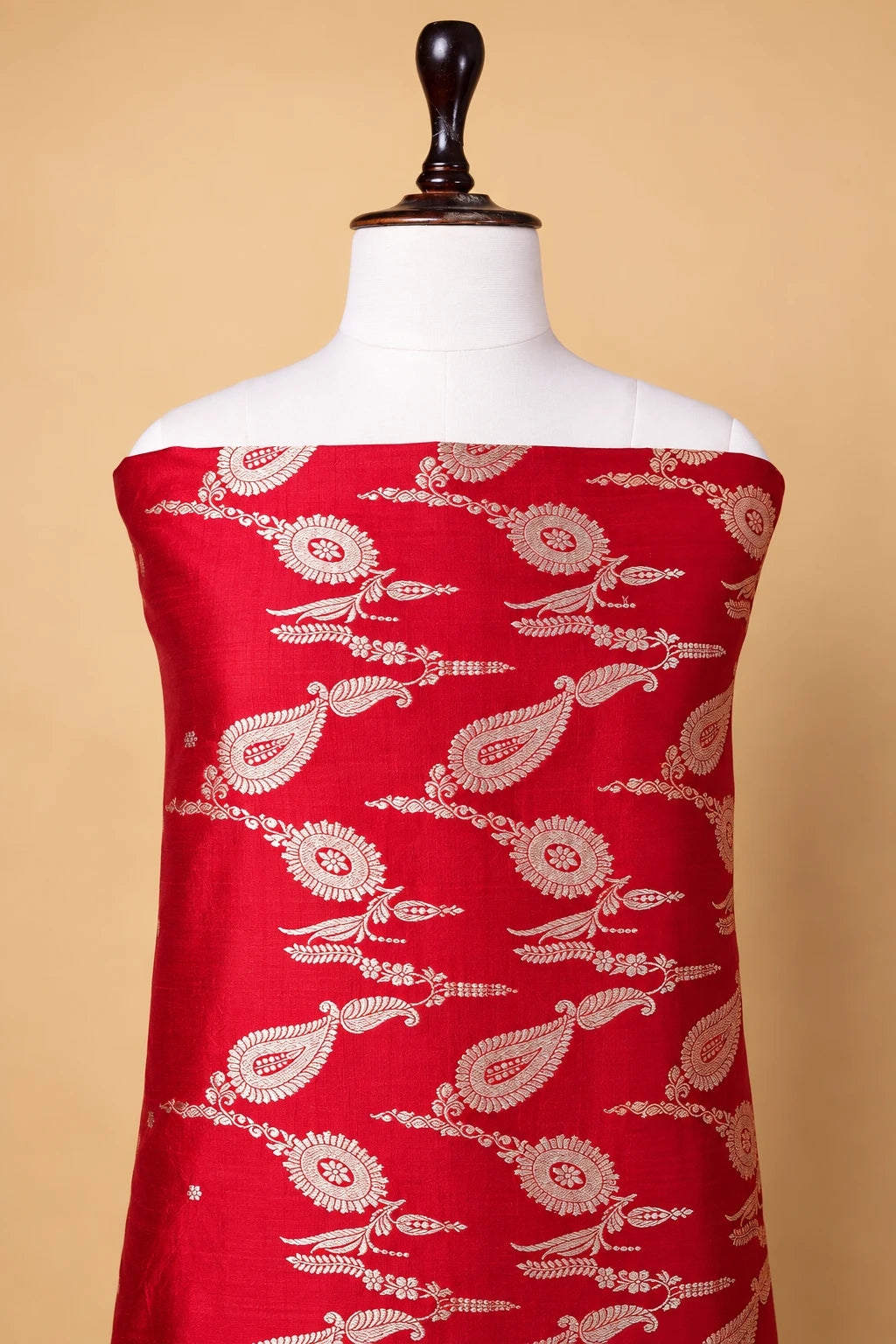 Brick Red Puna Silk Weaving Co-ord Set