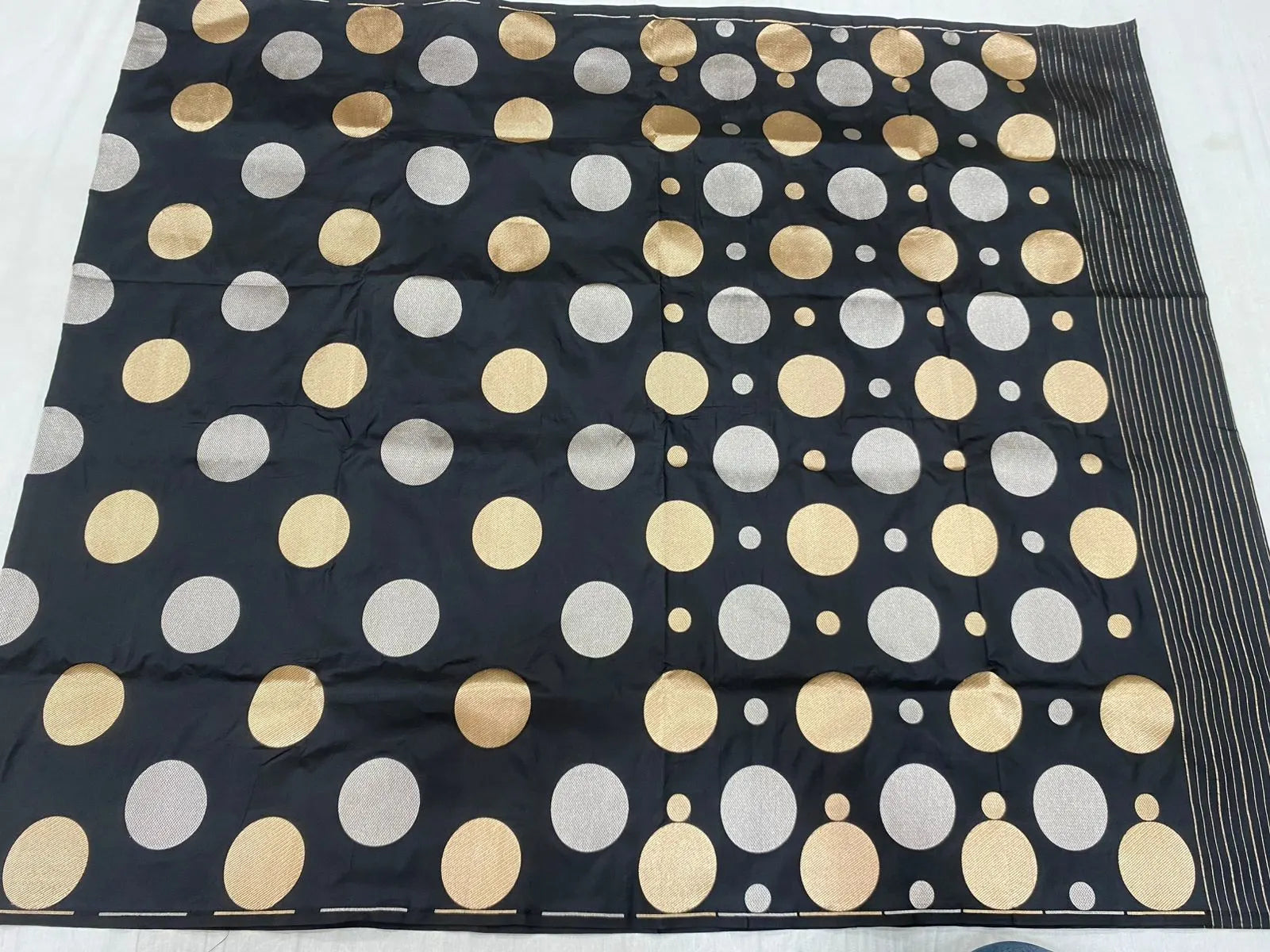 Rekhaji Inspired Black Polka Dot Katan Silk Saree