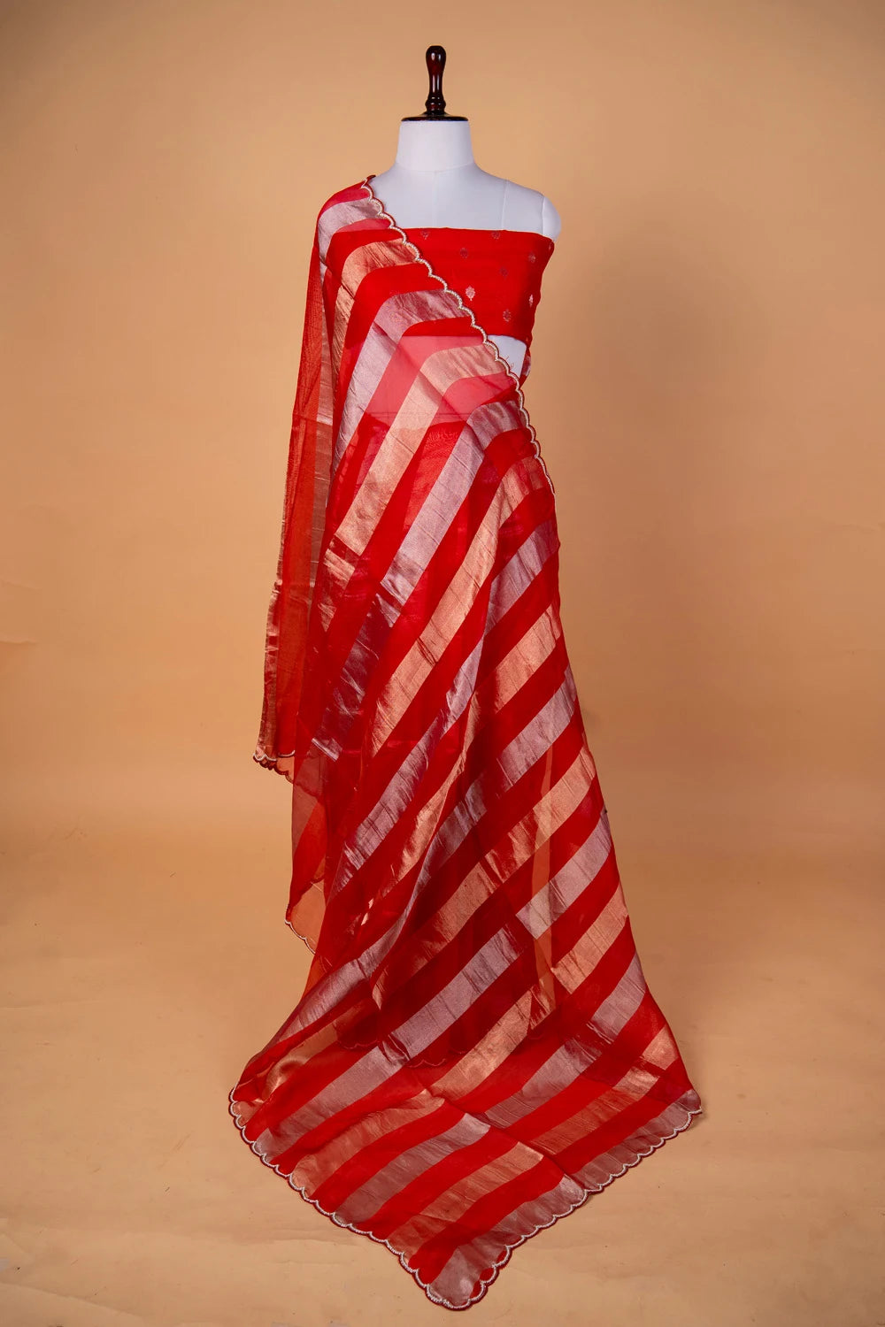 Red Sona Rupa Cocktail Saree