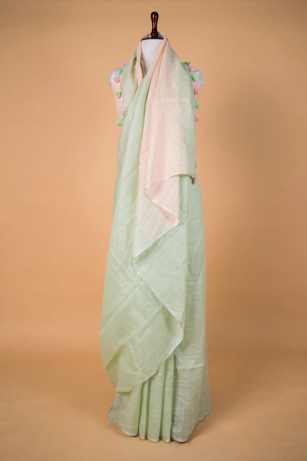 Liril Green Pure Linen Saree