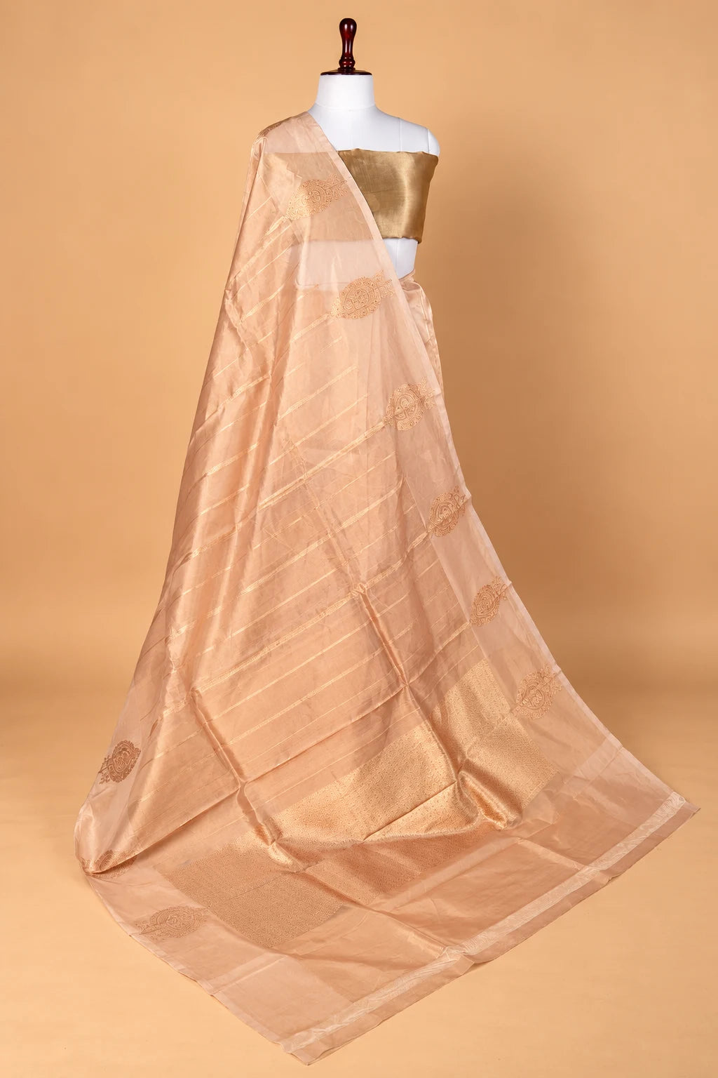 Beige Handloom Tissue Silk Saree