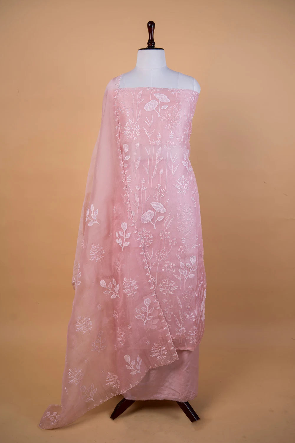 Light Pink Embroidered Organza Suit